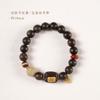 Pulseira Dala étnica de contas redondas de aloés secos, pulseira retrô de folheado de caqui preto, pulseira retrô de cinco por nicho, atacado