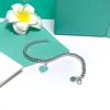 Pulseira de contas com pingente em forma de coração de esmalte T's azul vermelho rosa luxo leve versátil chique para mulheres pulseira feminina niche