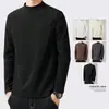 Nova blusa masculina de gola alta de manga comprida para o outono, estilo coreano, moderna, camiseta preta pura para o outono