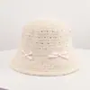 Estilo Coreano Otoño Hueco Lana de Alpaca Tejida Lazo Dulce Sombrero Cubo Tejido Simple Transpirable Adelgazante Facial Cálido Sombrero Cubo