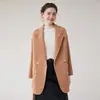 Novo Casaco de Lã 100% Dupla Face Outono/Inverno para Mulheres, Tamanho Petite, Comprimento Médio, Dupla Face, Caimento Solto, Jaqueta com Gola de Terno
