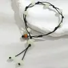 Tornozeleira Boho Colorida Luminosa de Coração de Pêssego com Contas de Camada Única Elástica para Mulheres Férias na Praia