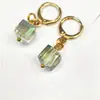 Pendientes de Cubos de Azúcar, Pendientes Cuadrados Coloridos Geométricos, Pendientes de Linterna Minimalistas de Alta Gama, Trébol de Cuatro Hojas, Bambú, Cristal para Mujer