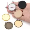 Gema de Tiempo 30mm Diámetro Interior Redonda Base Lisa de Gema Aleación de Metal Accesorios para Joyería DIY Colgante Colgante C37