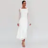 Popular Vestido de Noche sin Espalda con Panel de Malla de Amazon, Elegante Vestido de Dama de Honor, Vestido de Noche Ajustado para Mujer