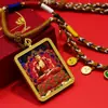 Colar Amuleto Buda do Zodíaco Pintado com Oito Deuses Guardiões da Dinastia Tang, Pavão e Lótus de Xizang, com Caixa de Gau e Pingente Colorido