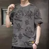 Camiseta Informal Versátil de Verano 2026 Moda Masculina Ajuste Delgado Moderna Cuello Redondo Casual Versátil Graffiti Manga Corta