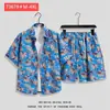 Camisa de Flores Hawaianas Traje de Playa Verano Delgado Sanya Viaje Pareja Hombre y Mujer Talla Grande Pantalones Casuales Sueltos