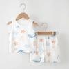 Traje de Chaleco para Niños Verano Delgado Algodón Puro Sin Hueso Ropa para el Hogar Niños y Niñas Chaleco sin Mangas para Bebé Pantalones Cortos Cubierta