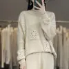 Suéter de Lana de Ganchillo Hueco 2026 Nuevo Estilo Otoño e Invierno Suéter Pulóver de Cuello Redondo para Mujer Camisa Base de Punto Holgada y Perezosa