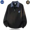 Sudadera tipo polo de manga larga con media cremallera, diseño moderno de alta calidad, marca NASA, para hombre, otoño, top casual