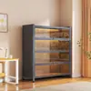 Estantería de Acero con Puerta de Cristal Librería Infantil Gabinete de Exhibición Multifuncional a Prueba de Polvo Estante de Almacenamiento de Hierro Montado en Pared Gabinete de Almacenamiento