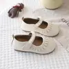 2026 Primavera Nuevo Estilo Coreano Moda para Niñas Versátiles Zapatos Simples de Encaje con Lazo y Velcro Zapatos de Cuero de Princesa