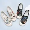 Nuevos Zapatos de Lona para Mujer Estilo Chino, Modernos y Versátiles, Casuales de Suela Gruesa sin Cordones, Zapatos Perezosos para Estudiantes, Zapatos Individuales Estilo Chino, Zapatos para Mujer