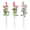 Arreglo floral decorativo navideño flor individual baya simulación acebo fruto rojo individual decoración del hogar cubo de frutas rico