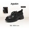 Mocassins de sola grossa Augusden para mulheres, novo modelo de verão 2026, estilo retrô, que aumenta a altura, estilo britânico, sapatos de couro para o dia a dia
