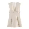 Bzl Wholesale Vestido Corto Rayado para Mujer Estilo Europeo y Americano Nuevo Primavera 2026 12193 Marrón Claro Amarillo Beige Claro