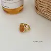 Anillo de Piedra Natural de Lujo Ligero de Nicho para Mujer, Anillo Versátil Chapado en Cobre Dorado, Juego de Anillos para Dedo Índice, Accesorio Decorativo