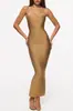 Vestido Longo Bodycon Justo Cauda de Peixe Cor Sólida Sem Alças Decote Coração Estilo Socialite Europeu e Americano Patchwork Bandagem Sexy