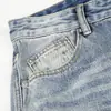 Jeans rasgados y desgastados estilo retro americano para hombre, pantalones punk lavados holgados de pierna recta, moda callejera estilo mendigo