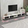 Mueble de TV retráctil moderno minimalista para salas de estar pequeñas, patas simples de madera maciza, mueble de TV de pie y mesa de centro