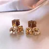 Brincos de Cristal Geométricos Coloridos da Moda para Mulheres Exquisitos Retrô Versáteis Doces Brincos de Tarraxa Design Étnico Brincos de Orelha