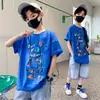 Liquidação Roupas Infantis 100% Algodão Camiseta de Manga Curta Verão Desenho Animado para Crianças Maiores 58 Estiloso Verão Estilo Coreano Absorvente de Suor