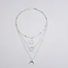 Collar multicapa de moda de comercio electrónico transfronterizo europeo y americano con mapa lunar para mujer, personalidad, estilo bohemio, collar multicapa para mujer