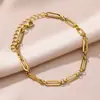Moda Francesa de Luxo Leve Retro High-End Tornozeleira Nicho Corrente Emendada Design Pulseira Empilhável Joia Corrente Geométrica