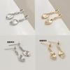 Brincos de Cobre Banhado a Ouro Real Estilo Curto Simples Folha Pendente Zircônia Micro-Cravada Suporte Vazio DIY Pérola Meia-Furo Acessórios para Brincos de Prata de Lei