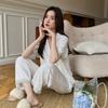 Pijamas mulheres verão tecido algodão calças de manga curta terno feminino bonito doce casa vestir primavera e verão Novo