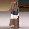 AliExpress nuevo vestido vintage estampado para mujer, cuello en V, manga larga, con bolsillos, vestido de verano 9333A#