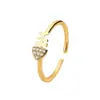 Anillo Popular Transfronterizo de Hueso de Pescado Pequeño Microincrustado Ins Nicho Versátil Moda Tendencia Joyería de Anillo Abierto para Dedo Índice