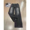 Calça jeans flare estilo americano com estampa de raio para homens, perna reta, high street, com bolsos de patch, estilosa e que emagrece, vibe Xintang