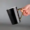 Canecas de luxo com cabo dourado, logotipo personalizado, brindes corporativos, xícaras de cerâmica para hotéis de alto padrão, xícaras banhadas a ouro
