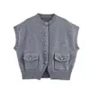 Para Comércio Exterior Transfronteiriço Europeu e Americano Roupas Femininas Aliexpress Mais Vendidas de Verão Simples Versátil Colete de Tricô Decorado com Botões