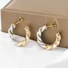 Pendientes de Aro Europeos y Americanos de Cobre Retorcido Transfronterizos para Mujer Galvanoplastia al Vacío 18K Dos Tonos Moda Pendientes Gruesos Retorcidos Pendientes Personalizados para Mujer