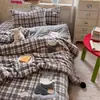 Juego de colcha bordada tipo patchwork de terciopelo de leche de grado A estilo coreano, que incluye un edredón infantil para primavera/otoño y un edredón doble, grueso y cálido para invierno