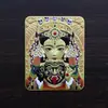 Estilo Xizang Tridimensional em Relevo Deus Amarelo da Riqueza Zakhilam Passado e Presente Vida Latão Cartão Dourado Thangka Portátil Amuleto de Buda