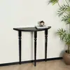 Mesa Consola de Madera Maciza Estilo Francés, Mesa de Exhibición Semicircular Simple para Sala de Estar y Entrada, Estante Estrecho Montado en la Pared, Minimalista Negro Estilo Europeo