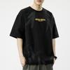 Verão solto casual plus size de manga curta moda marca simples impresso t-shirt top moda ombro caído dos homens em torno do pescoço meias mangas
