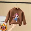 Camiseta térmica de forro polar para niña estilo alemán otoño e invierno nueva camiseta de manga larga para niños moda ropa interior para bebé top térmico de cuello semi-alto