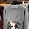 Sudadera Dos en Uno Estilo Old Money para Hombre, Nueva Camiseta de Punto Juvenil Otoño/Invierno con Cuello Henry, Camisa Básica Casual para Hombre
