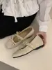 Novos sapatos Mary Jane femininos de moda estilo coreano com aumento interno de altura, bico quadrado, cor rosa, laço francês e estilo fada