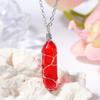 Amazon novo fio de cobre enrolado Cristal Vermelho hexagonal prisma pingente colar de comércio exterior energia pingente de cristal