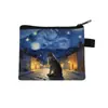 Nuevo Monedero de Gato Van Gogh Mini Bolsa de Almacenamiento Infantil Cartera Pequeña Cuadrada Bolsa Pequeña Linda para Niños
