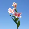 Lirio de un solo tallo impreso en 3D con tres cabezas de flor; ramo de lirios de múltiples cabezas, flor artificial para bodas y decoración del hogar