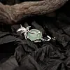 J1468 Anillo de Rama Estilo Chino Lujo Ligero Plata de Ley S925 Apertura para Mujer Nuevo Estilo Chino Incrustado Verde Dongling Comida Anillo para el Dedo