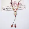 Colar de contas de cerâmica colorida Moda Retro Novo Estilo Chinês Personalidade Colar Longo Camada Dupla Colar Colar Avançado Atacado