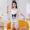 Pijamas para niños de comercio exterior para niños de verano de seda de hielo de manga corta delgadas de algodón puro ropa para el hogar para niños con aire acondicionado trajes para niños medianos y grandes